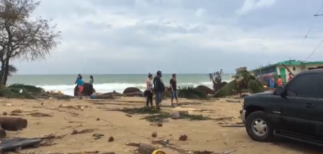 Beach cleanup after Puerto Rico hurricane.